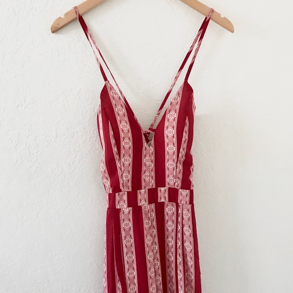 Crystal Sky Romper Red Pattern Jumpsuit
